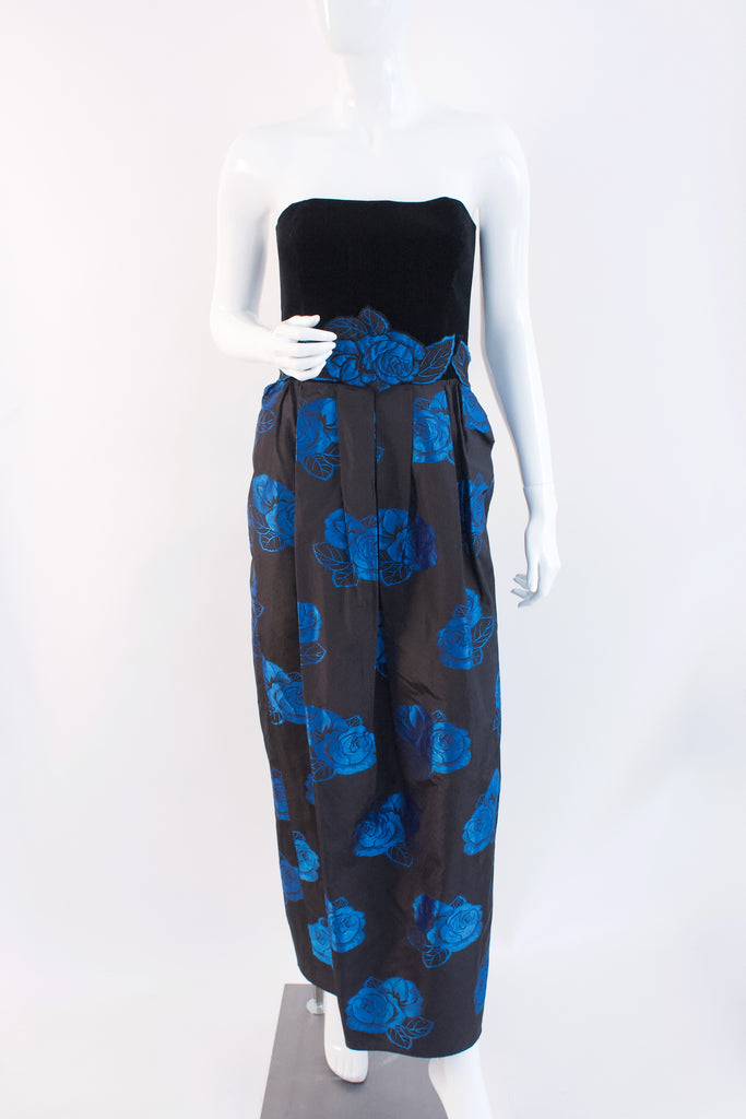 Vintage 80's LOUIS FERAUD Silk Strapless Gown With Bolero