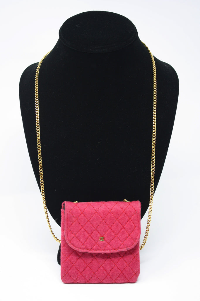 Chanel Micro Quilted Red Mini Classic Flap Chain Bag or Necklace ref.297867  - Joli Closet