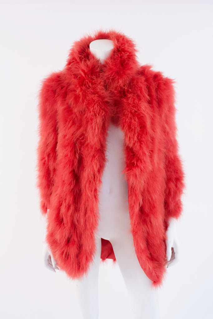Rare Vintage Late 70's CHRISTIAN DIOR Red Feather Coat