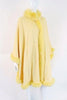 Yellow cashmere and fox fur coat cape 
