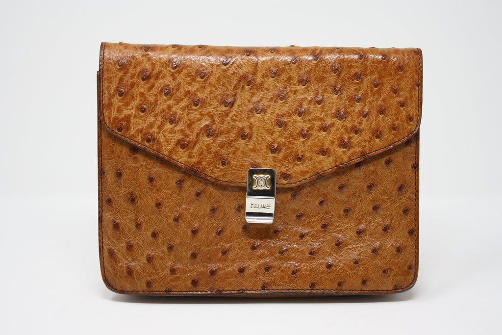 Rare Vintage CELINE Ostrich Handbag Or Clutch