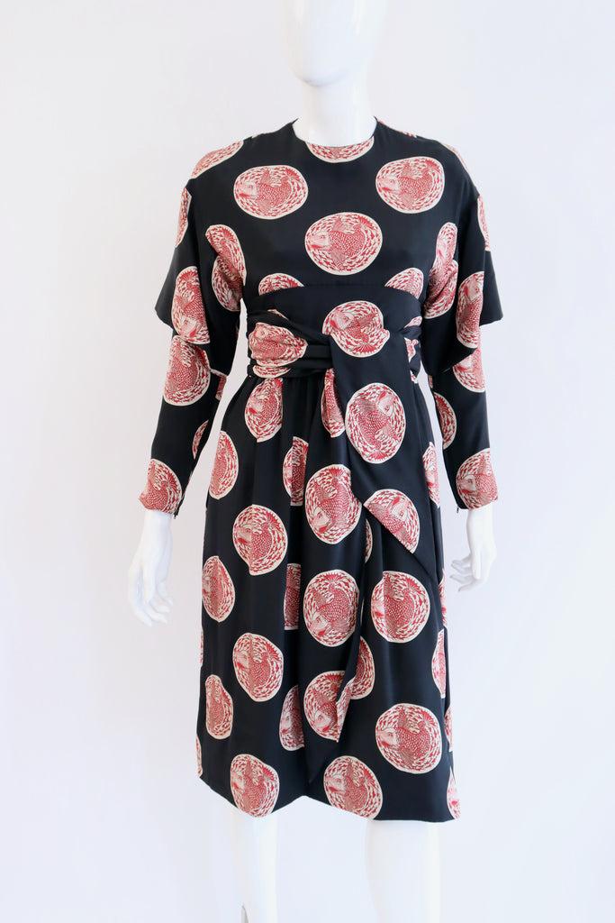 Rare Vintage 70's BILL BLASS Fish Print Dress