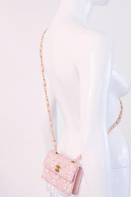 Chanel Classic Pink Sequins Evening Bag