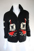 Vintage Hand Knit Black Wool Sweater with Pirate, Skull & Cross Bones, & Ships