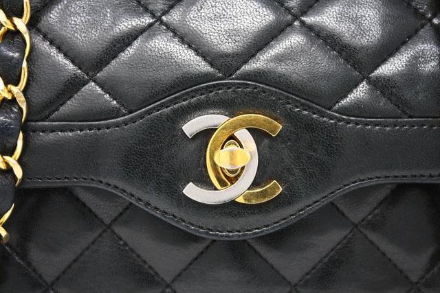 Rare Vintage CHANEL Navy Double Flap Bag at Rice and Beans Vintage