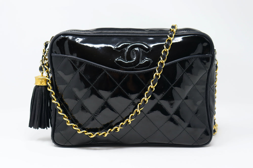 Vintage CHANEL Patent Leather Camera Bag at Rice and Beans Vintage