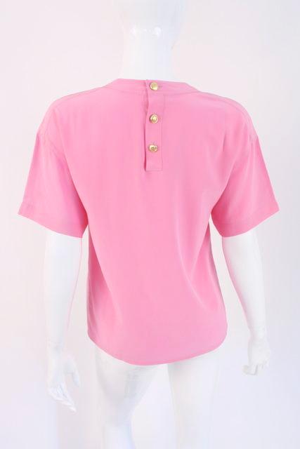 Vintage CHANEL Pink Silk Shirt at Rice and Beans Vintage