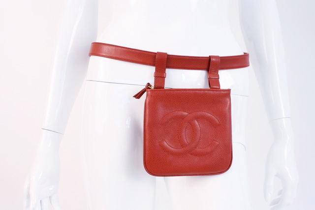 Rare Vintage CHANEL Red Caviar Belt Bag at Rice and Beans Vintage