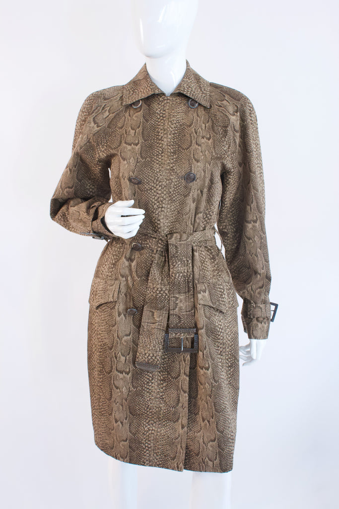 Vintage GIANNI VERSACE Snake Print Trench Coat