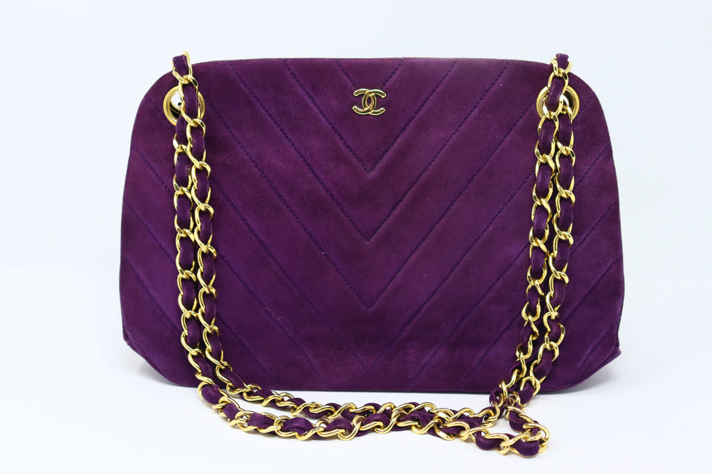 Rare Vintage CHANEL Purple Chevron Bag