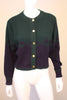 Vintage CHANEL  Green and Navy 100% Cashmere Cardigan Sweater with Gold Handbag Buttons