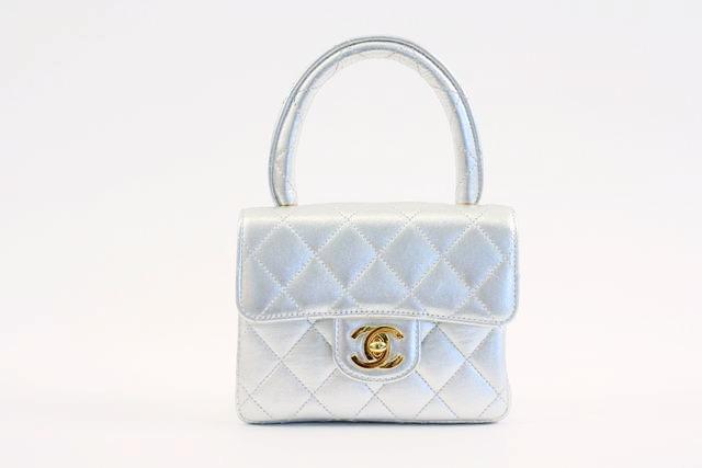 Rare Vintage CHANEL Silver Mini Kelly Bag at Rice and Beans Vintage
