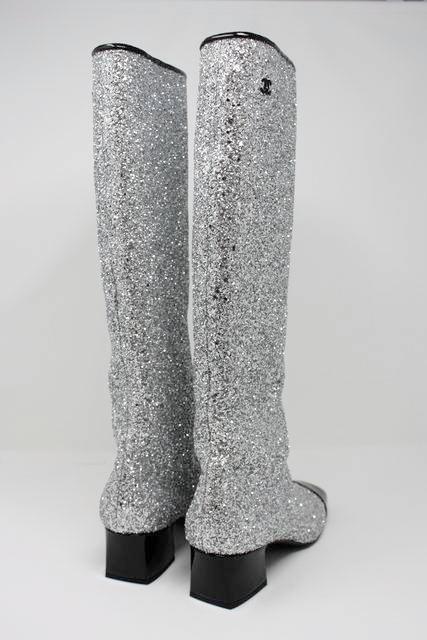 New CHANEL F/W 2017 Glitter Boots at Rice and Beans Vintage