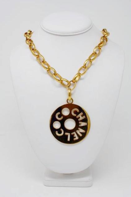 Chanel - Vintage Coco & Monogram Reversible Charm Droplet Collar Necklace 1980s French