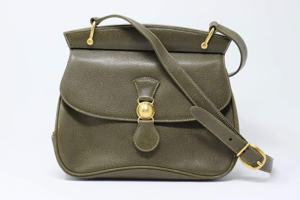 Vintage 80's GUCCI Forest Green Leather Bag