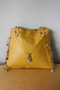 RARE Early 90's GIANNI VERSACE Yellow Leather Safety Pin Handbag with Embossed Versace Icon