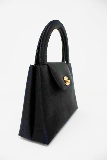 Chanel Black Satin Party Vintage Top Handle Bag Chanel