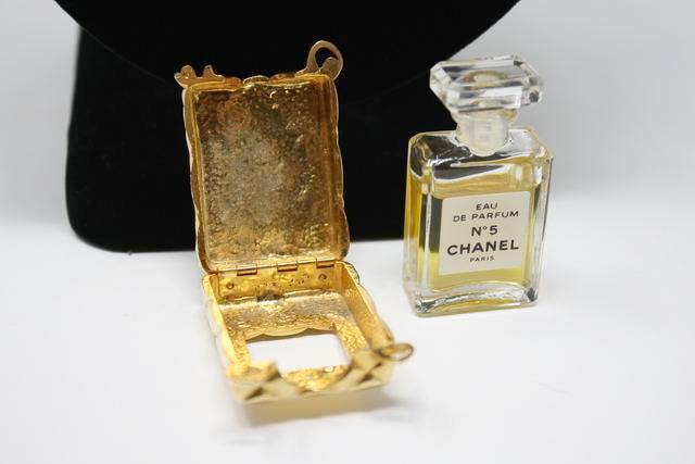 Rare Vintage CHANEL Perfume Bottle Necklace at Rice and Beans Vintage