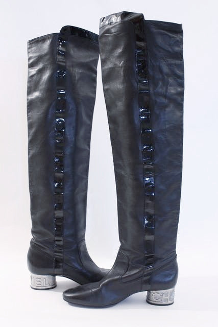 chanel leather boots