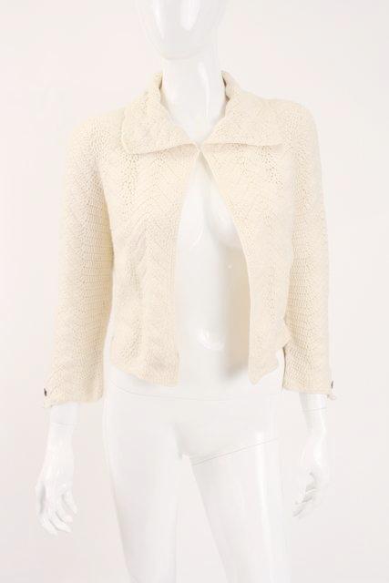 Chanel Womens 00A Vintage Knee Length Crochet Trim Tweed Jacket White -  Shop Linda's Stuff