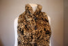 Vintage Dyed "Animal Print" Genuine Fox Fur Vest with Leather Buttons