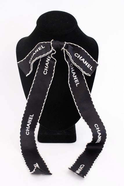 Chanel Vintage Black And White Ribbon Logo Oversize Bow Brooch, 1994  Available For Immediate Sale At Sotheby's