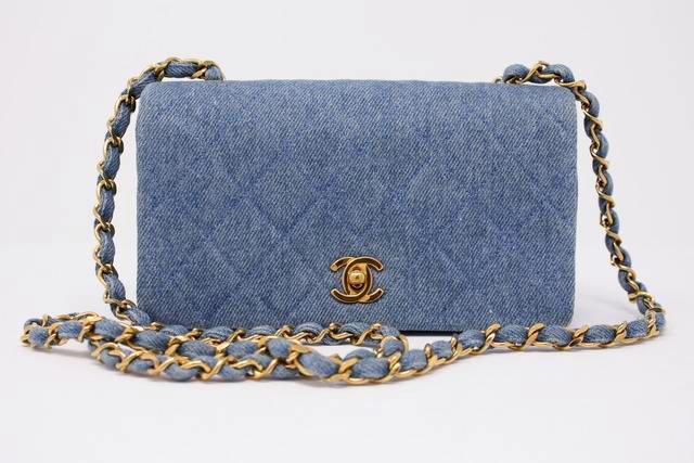 Rare Vintage Chanel Denim Flap Bag at Rice and Beans Vintage