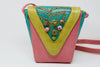 Vintage 80's Colorful Embossed Embellished Bag