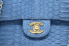 Rare Spring 2010 CHANEL Blue Python Double Flap Bag