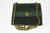 Vintage Chanel Green Suede Flap Bag 