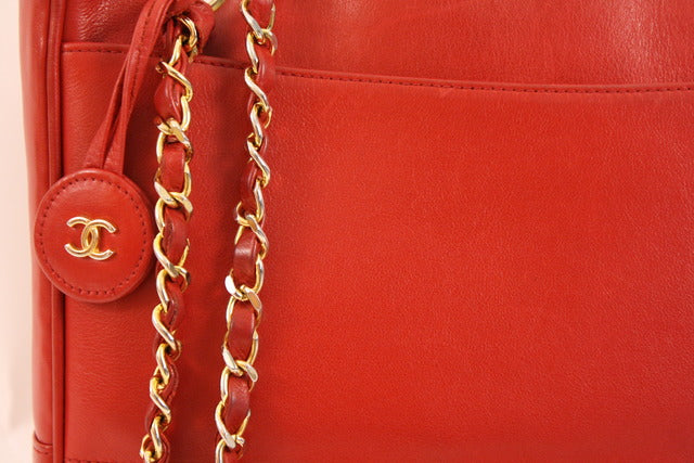 Vintage CHANEL Classic Tote Bag in Red Leather With Gold Tone -  Israel