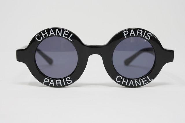 Vintage Chanel 1993 Logo Round Sunglasses 
