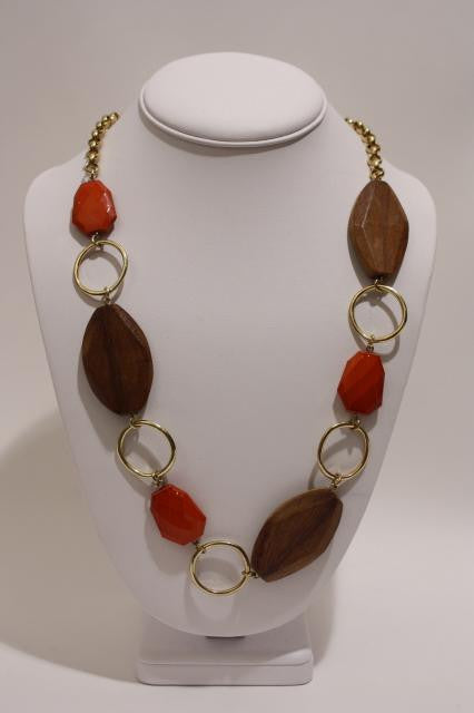 Vintage 70's Wood and Lucite Necklace