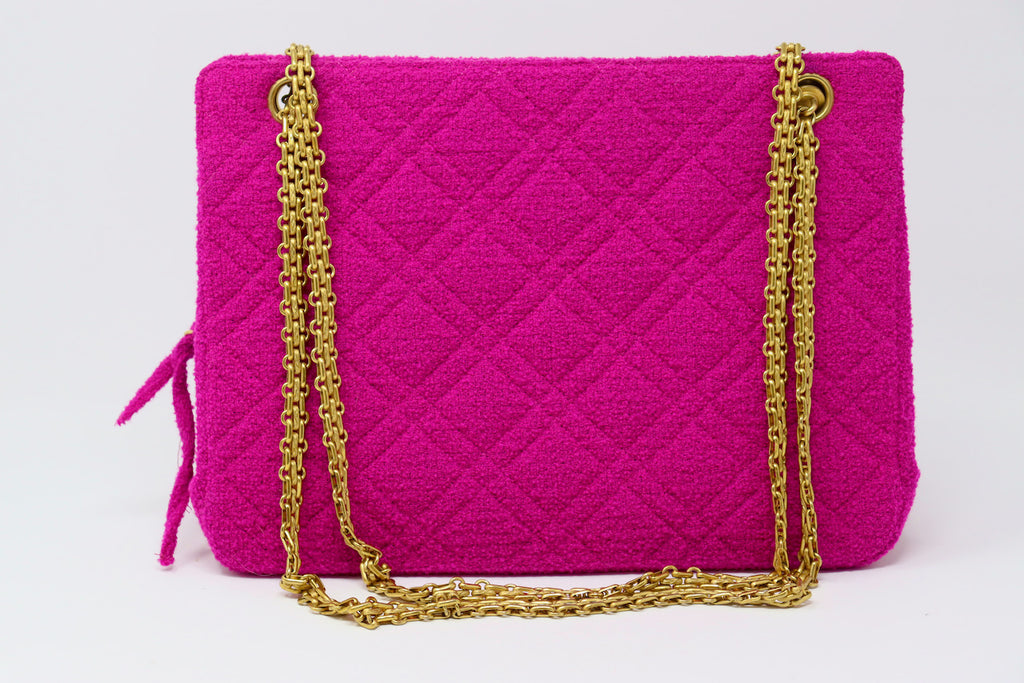 Rare Vintage CHANEL '95 '96 Pink Boucle Bag at Rice and Beans Vintage