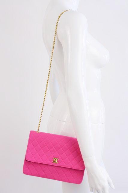 Rare Vintage CHANEL Hot Pink Flap Bag at Rice and Beans Vintage