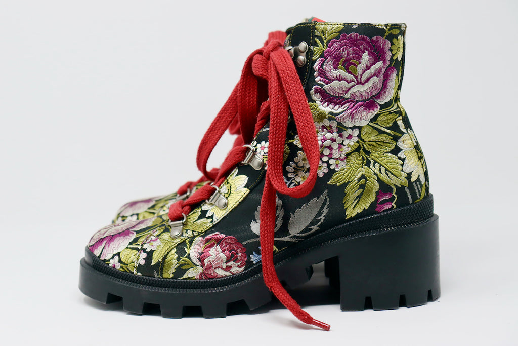 Fall GUCCI Floral Combat Boots