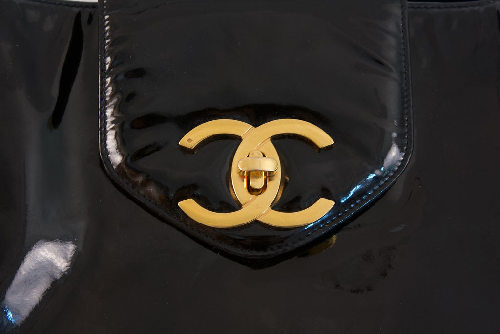 Vintage Chanel Supermodel Tote Black Caviar Gold Hardware