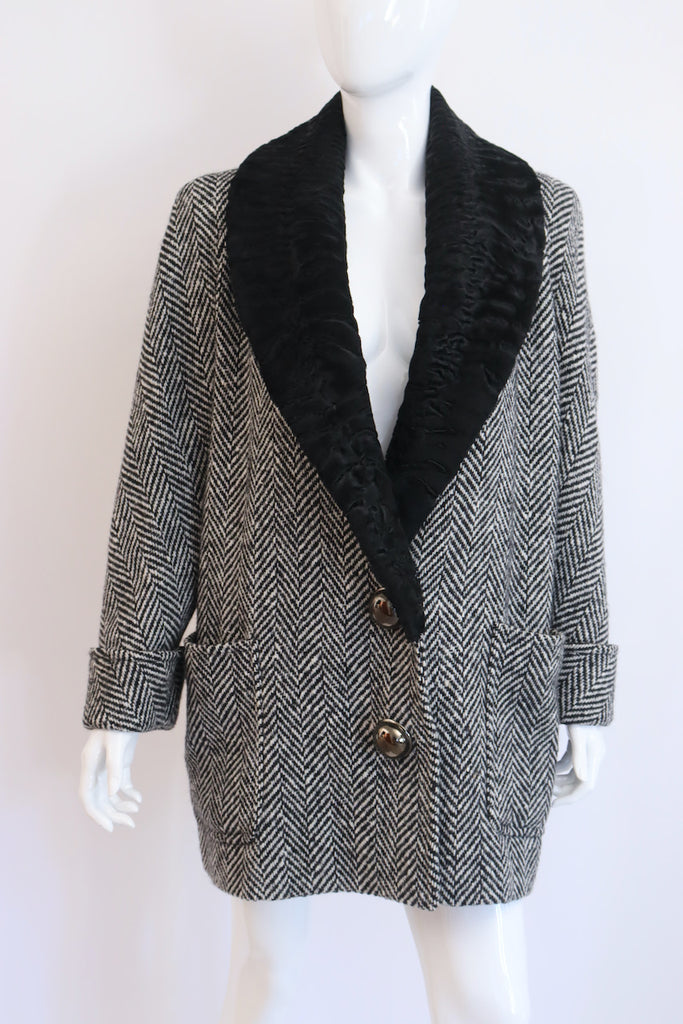 Vintage VALENTINO Herringbone Wool Coat