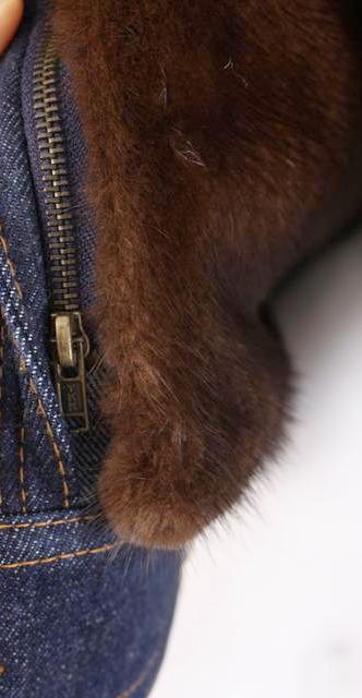 Mink Fur Lined Denim Jacket at Rice and Beans Vintage