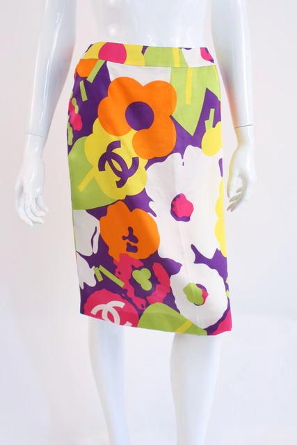 Vintage CHANEL Floral Silk Skirt at Rice and Beans Vintage