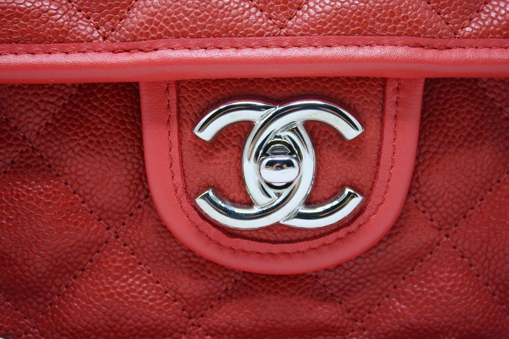 CHANEL 2011 Red Jumbo Caviar Single Flap Bag at Rice and Beans Vintage