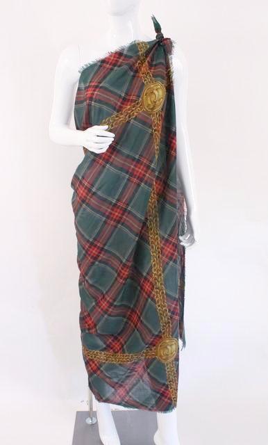 Vintage CHANEL Silk & Cashmere Tartan Shawl at Rice and Beans Vintage