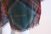 Vintage Chanel tartan cashmere silk shawl scarf 