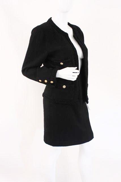 Chanel 2pc. Black w/ Pearl Buttons & Removable Blouse Detail