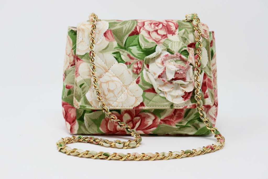 Vintage CHANEL 1997 Floral Camellia Flap Bag at Rice and Beans Vintage