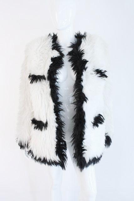 Chanel Runway Black With White Trim Faux Fur Jacket Fall 1994 at 1stDibs  chanel  fur coat chanel faux fur jacket
