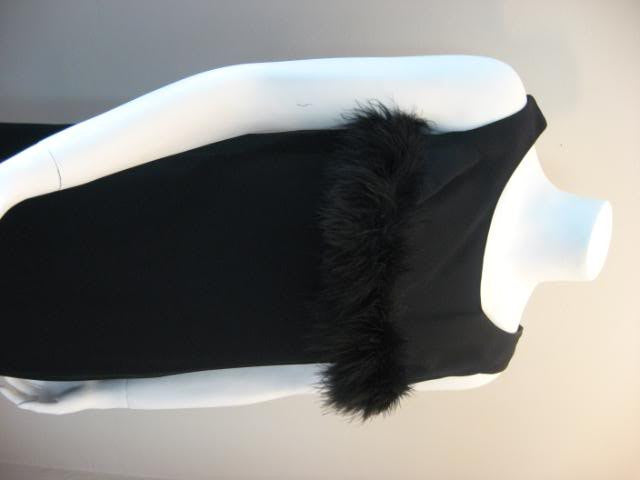 Vintage 60's Black Sheath Party Dress with Fantastic Feathers