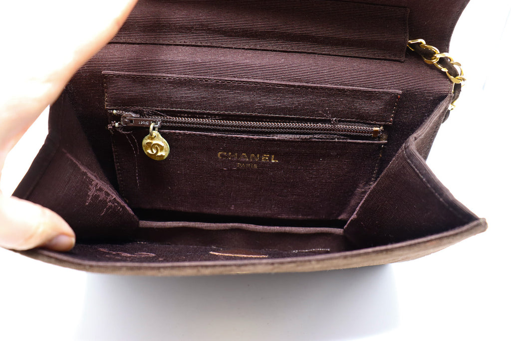 chanel brown clutch purse