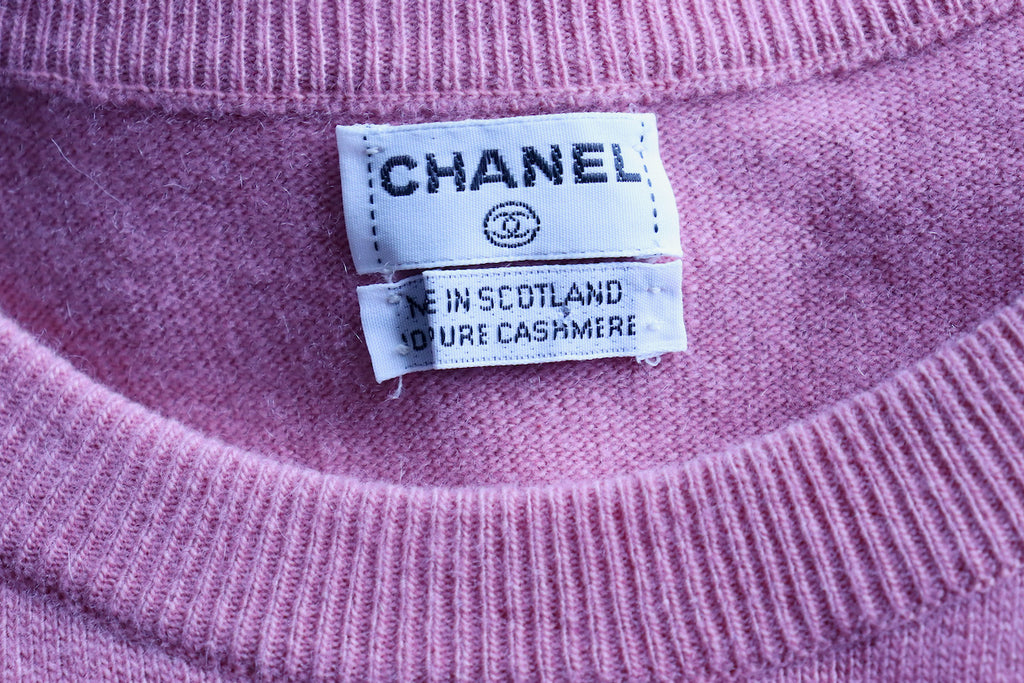 Vintage CHANEL Pink Cashmere Sweater at Rice and Beans Vintage
