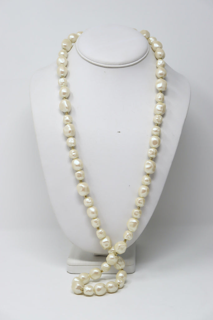 Monet White Pearl Necklace with Five Black Pearls Ran… - Gem